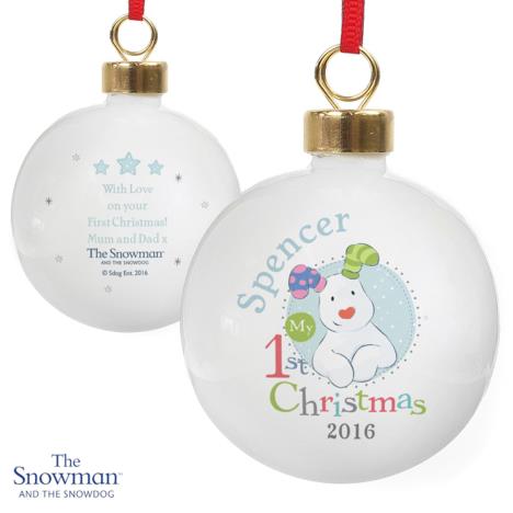 Personalised The Snowdog My 1st Christmas Blue Bauble £11.99